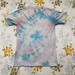 Tie Dye V-Neck Short Sleeve T-Shirt